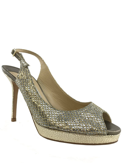 Jimmy Choo Nova Glitter Platform Slingback Sandal Size 6-Replica Designer Handbag Store
