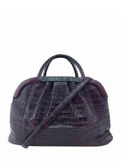 Nancy Gonzalez Crocodile Pleated Framed Large Satchel Bag-Replica Designer Handbag Store
