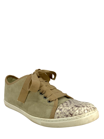 Lanvin Suede and Python Cap Toe Sneakers Size 8-Replica Designer Handbag Store
