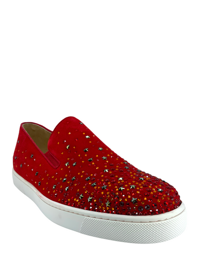 Christian Louboutin Suede Crystal Star Dolcita Boat Flats Size 9-Replica Designer Handbag Store
