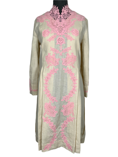 Gucci Linen and Lace Kaftan Dress Size S-Replica Designer Handbag Store
