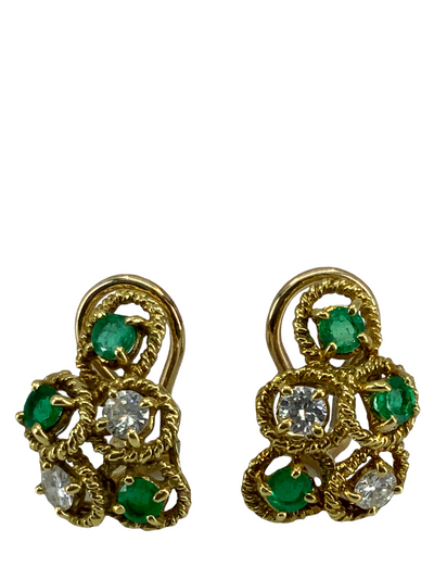 Temple St. Clair Emerald Diamond Gold Clip-On Earrings-Replica Designer Handbag Store
