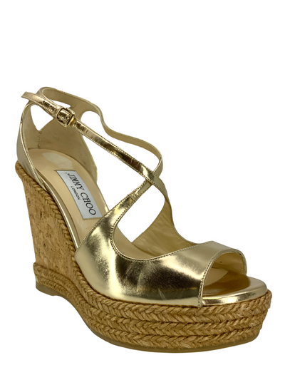 JIMMY CHOO Dakota Wedge Espadrille Wedge Sandals Size 7.5-Replica Designer Handbag Store
