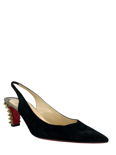 Christian Louboutin Suede Studded Heel Slingbacks Size 8.5-Replica Designer Handbag Store
