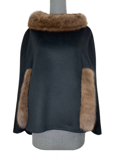 Oscar de la Renta Cashmere and Sable Fur Poncho-Replica Designer Handbag Store
