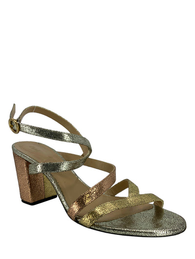 CHLOE Metallic Leather Strappy Sandals Size 9-Replica Designer Handbag Store
