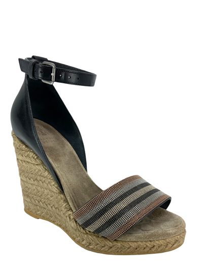 Brunello Cucinelli Monili Beaded Espadrille Wedge Sandals Size 6.5-Replica Designer Handbag Store
