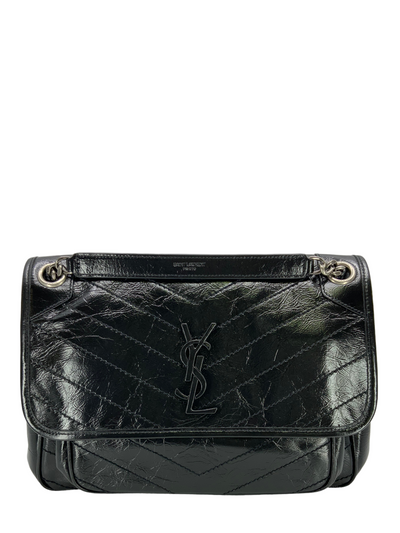 SAINT LAURENT Crinkled Calfskin Monogram Niki Medium Chain Bag NEW-Replica Designer Handbag Store
