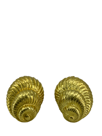 David Webb 18k Gold Shell Earrings-Replica Designer Handbag Store
