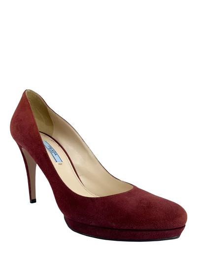 PRADA Suede Platform Pumps Size 10-Replica Designer Handbag Store
