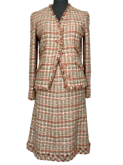 CHANEL 04P Plaid Tweed Skirt Suit Size S-Replica Designer Handbag Store
