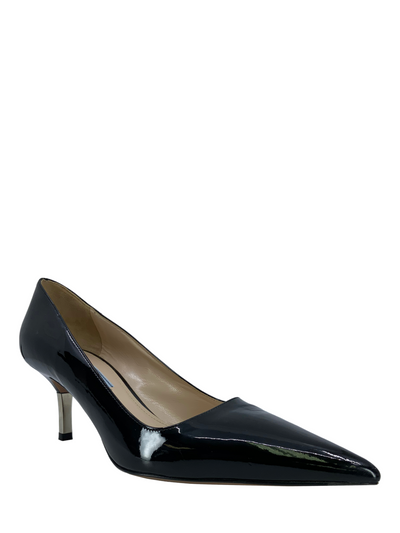 PRADA Patent Leather Metal Heel Pointed Toe Pumps Size 7.5-Replica Designer Handbag Store
