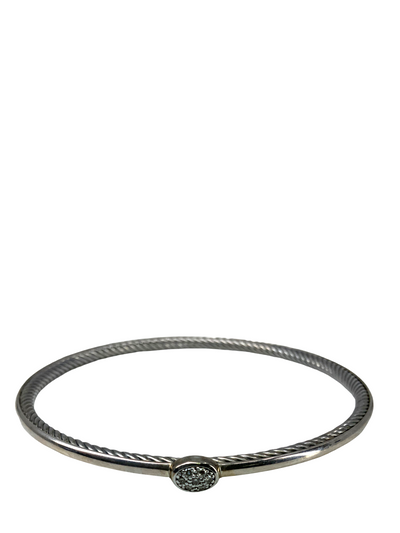 David Yurman Sterling Silver Cable Diamond Bangle Bracelet-Replica Designer Handbag Store
