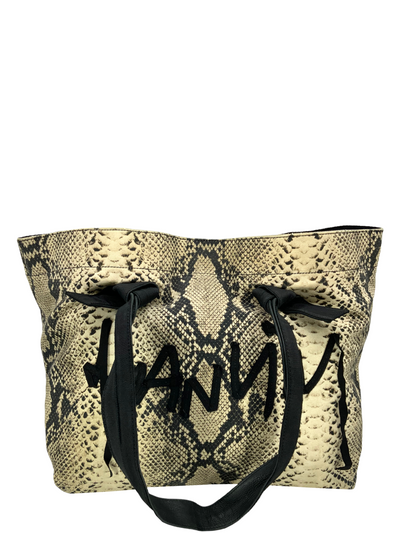 LANVIN Python Snakeskin Printed Canvas Ribbon Logo Tote-Replica Designer Handbag Store
