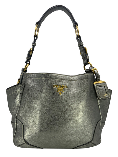 Prada Side Pocket Zip Vitello Daino Zip Hobo Bag-Replica Designer Handbag Store
