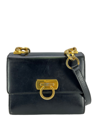 Salvatore Ferragamo Vintage Gancini Leather Flap Crossbody Bag-Replica Designer Handbag Store
