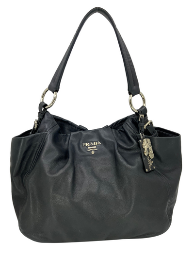 Prada Calfskin Leather Side-Pocket Hobo-Replica Designer Handbag Store
