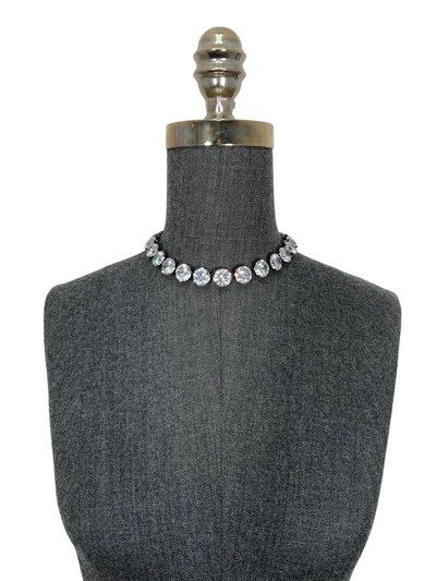 Bottega Veneta Oxidized Sterling Silver Cubic Zirconia Necklace-Replica Designer Handbag Store
