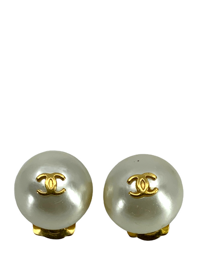 CHANEL Faux Pearl CC Logo Gumball Clip-On Earrings-Replica Designer Handbag Store
