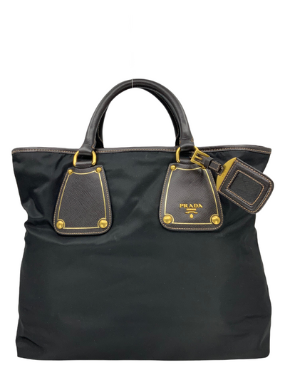 PRADA Tessuto Nylon Saffiano Leather Trim Large Tote with Strap-Replica Designer Handbag Store
