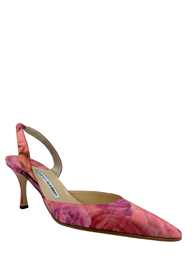 Manolo Blahnik Satin Carolyne Slingback Pumps Size 10.5-Replica Designer Handbag Store
