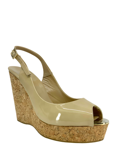 Jimmy Choo Prova Cork Wedge Slingback Sandals Size 11-Replica Designer Handbag Store
