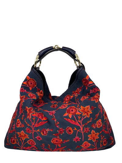 Gucci Floral Canvas Large Horsebit Handle Hobo-Replica Designer Handbag Store
