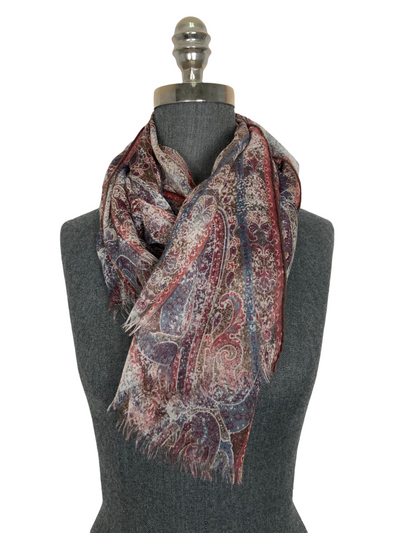 Loro Piana Cashmere Paisley Fringe Trim Oblong Scarf-Replica Designer Handbag Store
