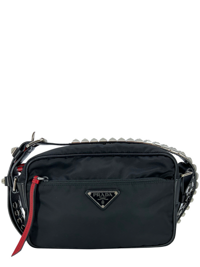 PRADA Tessuto Nylon Studded New Vela Shoulder Bag-Replica Designer Handbag Store
