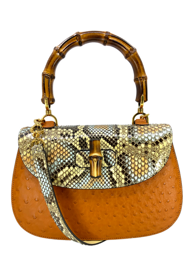 Gucci Bamboo 1947 Ostrich and Python Medium Bag-Replica Designer Handbag Store
