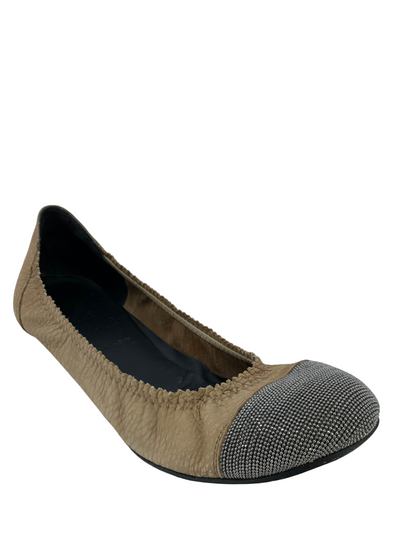 Brunello Cucinelli Monili Cap-Toe Ballerina Flats Size 7.5-Replica Designer Handbag Store
