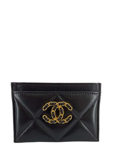 CHANEL Lambskin Quilted Chanel 19 Card Holder-Replica Designer Handbag Store
