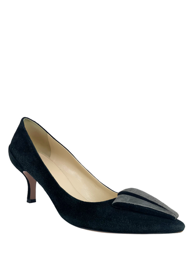 Prada Suede Pleated Applique Pumps Size 10.5-Replica Designer Handbag Store
