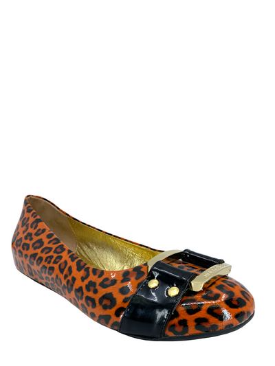 Jimmy Choo Leopard Printed Patent Leather Morse Ballet Flats Size 9-Replica Designer Handbag Store
