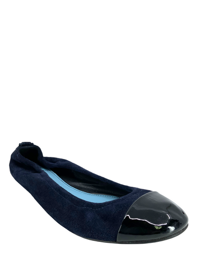 Lanvin Patent Suede Patent Leather Cap-Toe Ballet Flats Size 7.5-Replica Designer Handbag Store
