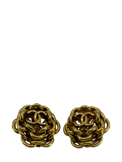 Chanel Vintage CC Logo Chunky Links Clip On Earrings-Replica Designer Handbag Store
