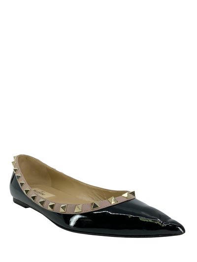 Valentino Patent Leather Rockstud Ballerina Flats Size 6.5-Replica Designer Handbag Store
