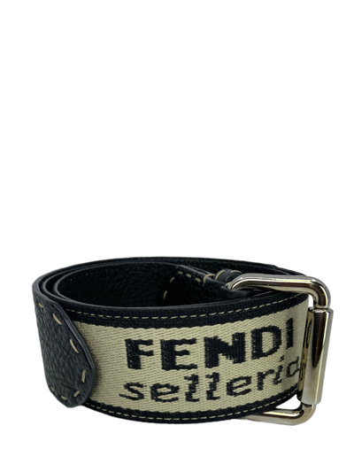 FENDI Selleria Leather and Canvas Logo Belt Size 80-Replica Designer Handbag Store
