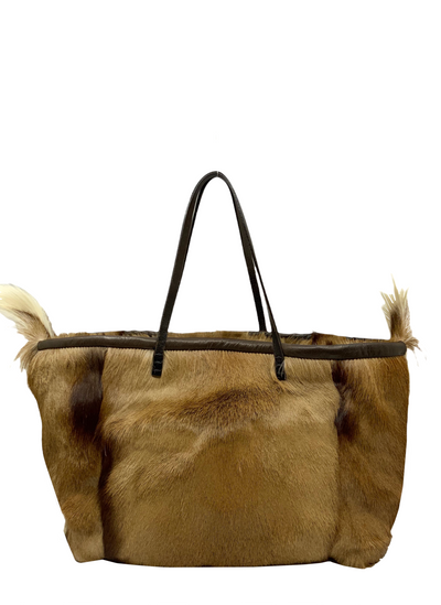 Fendi Goat Hair Fur Leather Trim Tote-Replica Designer Handbag Store
