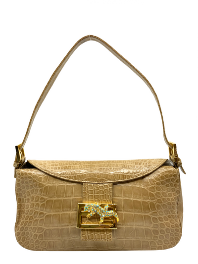 Fendi Crocodile Gecko FF Baguette Shoulder Bag-Replica Designer Handbag Store
