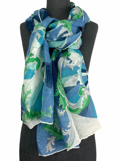 Emilio Pucci Abstract Printed Linen Shawl Scarf NEW-Replica Designer Handbag Store
