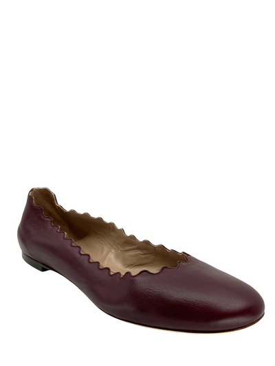 Chloe Lauren Scalloped Leather Ballet Flats Size 8.5 NEW-Replica Designer Handbag Store
