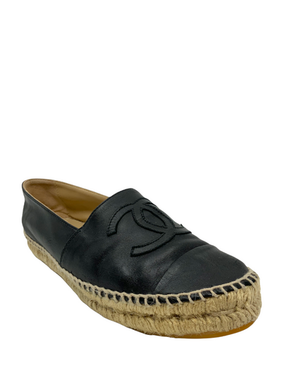 Chanel Lambskin Leather CC Espadrille Flats Size 9-Replica Designer Handbag Store
