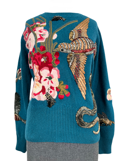 Gucci Embroidered Embellished Wool Sweater Size M-Replica Designer Handbag Store
