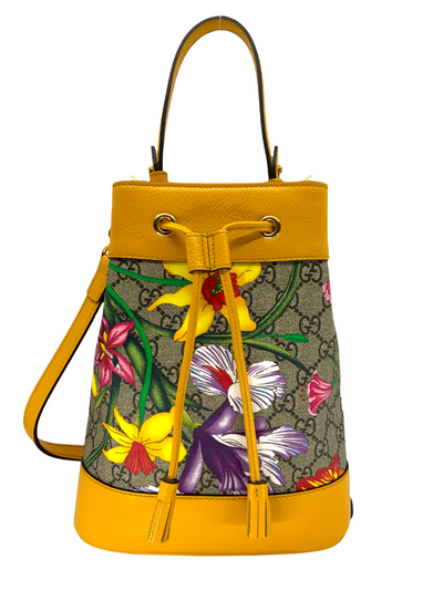 Gucci GG Supreme Flora Small Ophidia Bucket Bag NWT-Replica Designer Handbag Store
