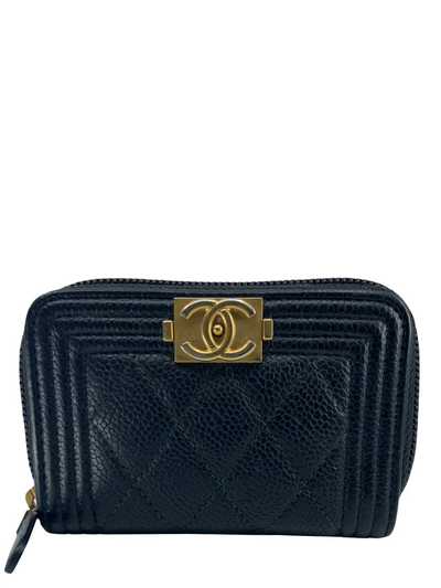 CHANEL Caviar Quilted Boy Zip Around Coin Purse Wallet-Replica Designer Handbag Store
