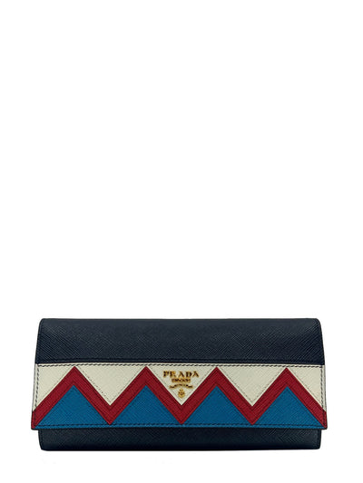 Prada Saffiano Leather Zig Zag Continental Wallet NWT-Replica Designer Handbag Store
