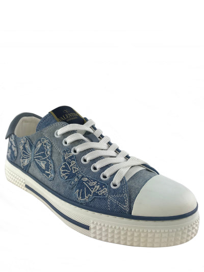 Valentino Butterfly-Embroidered Denim Sneakers Size 8.5-Replica Designer Handbag Store
