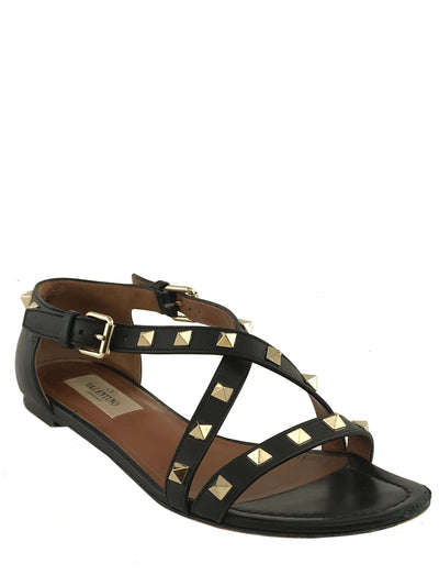 Valentino Rockstud Crisscross Flat Sandals Size 6.5-Replica Designer Handbag Store
