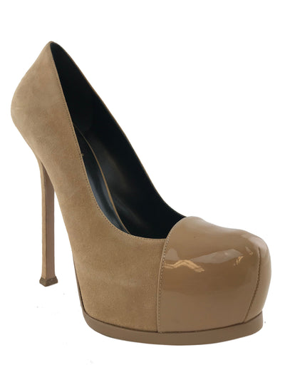 Yves Saint Laurent YSL Tribtoo Suede Platform Pumps Size 9-Replica Designer Handbag Store
